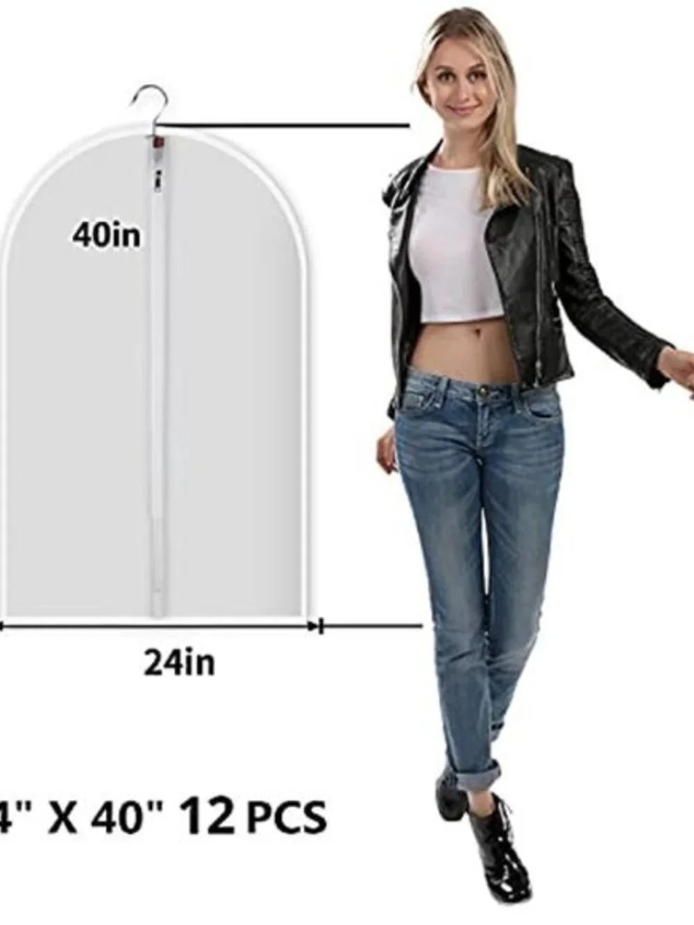 Garment Bags Clear PEVA Dress Cover Zipper Closet Storage Dustproof Travel
